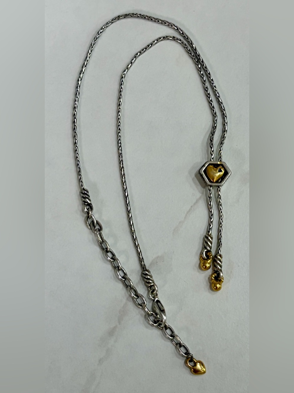 Brighton Lariat Style Necklace Silver Gold Tone